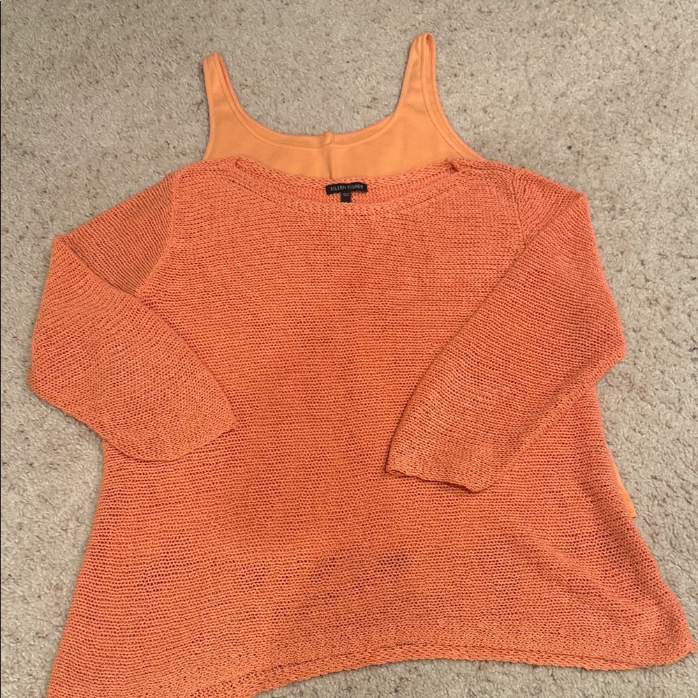 Eileen Fisher Vibrant Orange Knit Sweater